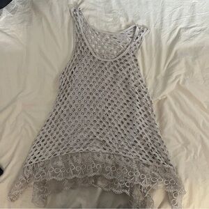 Mesh cream dress with lace bottom